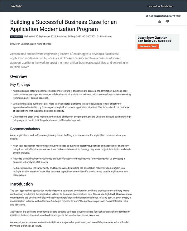 Building a Successful Business Case for an Application Modernization ...